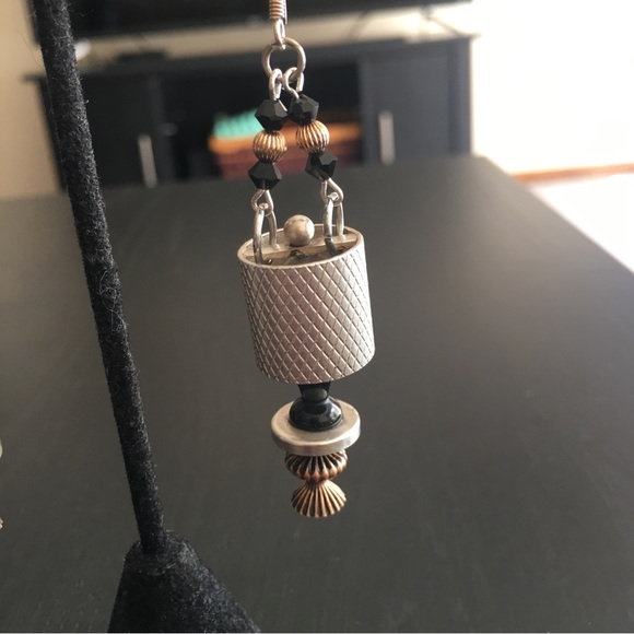 Vintage Lamp Shade Earrings - Picture 2 of 10